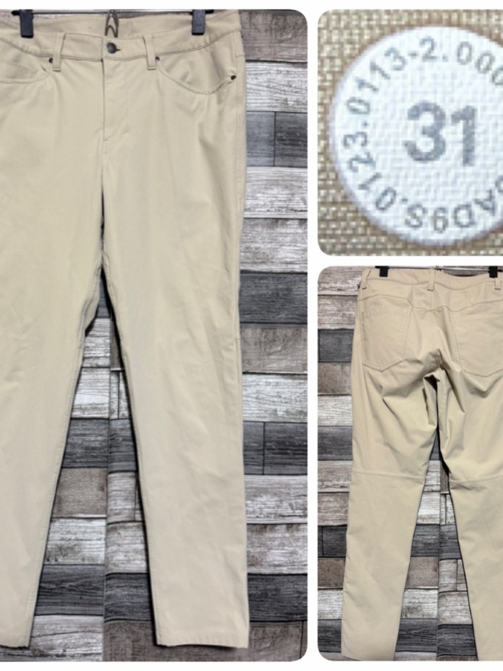 Lululemon ABC Slim Fit Warpstreme Pants Men’s 31x30 Beige Stretch LM5AD9S